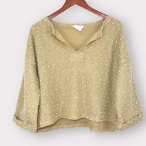 FLOWER & FEATHER Swiss Dot Crochet Knit Crop Sweatshirt Sweater Size Med…